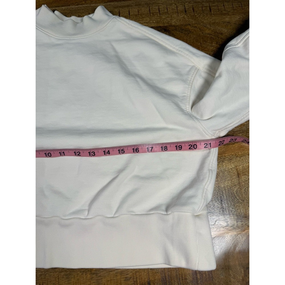 Everlane Womens M White Organic Cotton Mock Neck Cropped Sweatshirt Pullover - Picture 8 of 9